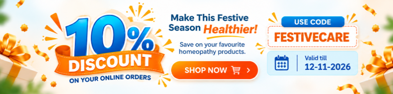 Medikosh Pharmacy festive offer banner featuring 10% discount on online orders with promo code FESTIVECARE, valid till 12 November 2026.