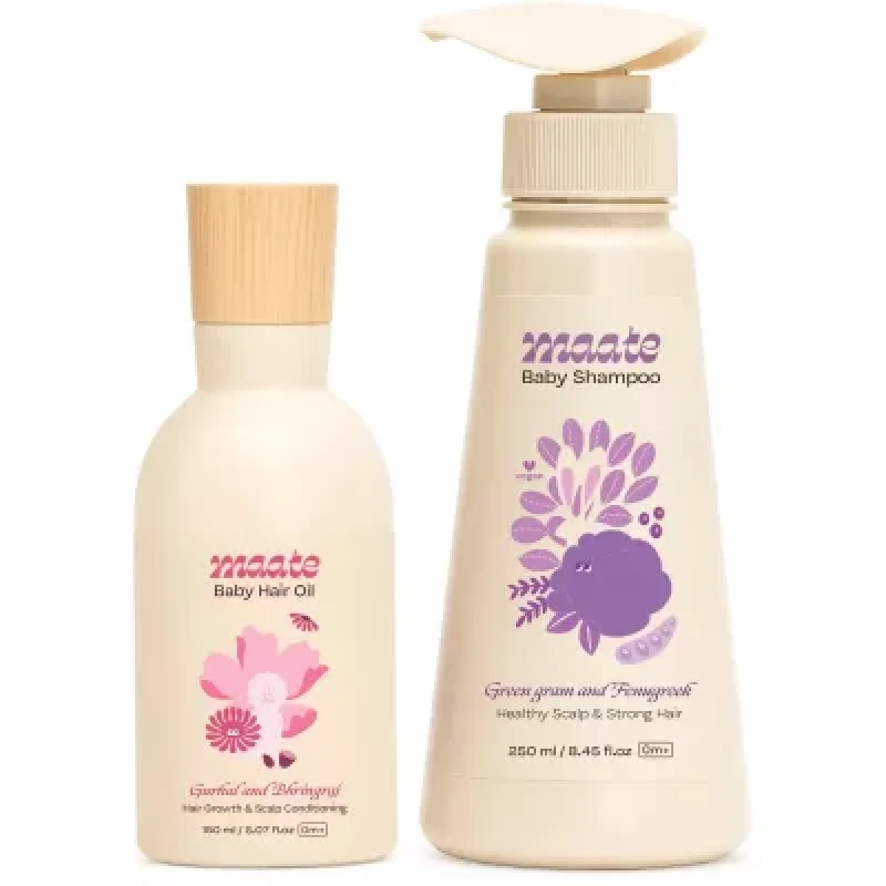 Maate Baby Hair Oil Baby Shampoo Combo 150Ml 250Ml 1Pack