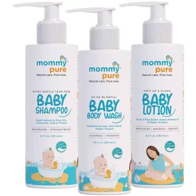 Mommypure Baby Body Wash Baby Shampoo Baby Body Lotion Combo Each 250Ml 1Pack