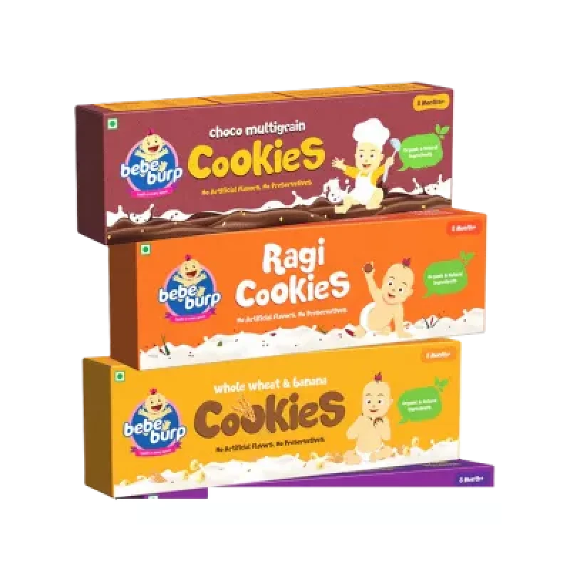 Bebe Burp Healthy Cookies Combo Ragi Whole Wheat Choco Each 150G 150G