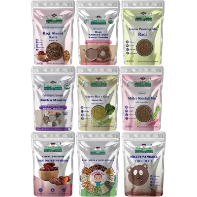 Tummy Friendly Foods Certified Organic Baby Food For Toddlers 1 Year Dry Fruits Powder For Baby Kids Cereal Combo 12 Months Each 50G 1Pack