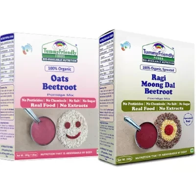 Tummy Friendly Foods Oats Beetroot Ragi Moong Dal Beetroot Porridge Mix 200G Each 1Pack