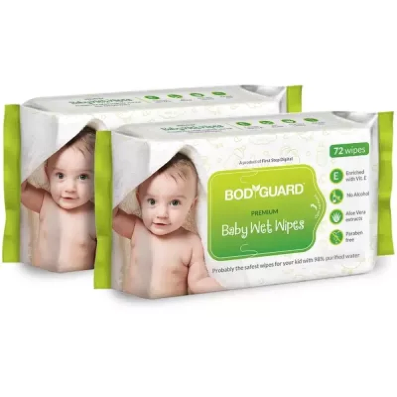 Bodyguard Premium Baby Wet Wipes 15Cm X 20Cm 72Pcs Pack Of 2