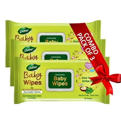 Dabur Baby Wipes 20Cm X 14Cm 80Pcs Pack Of 3