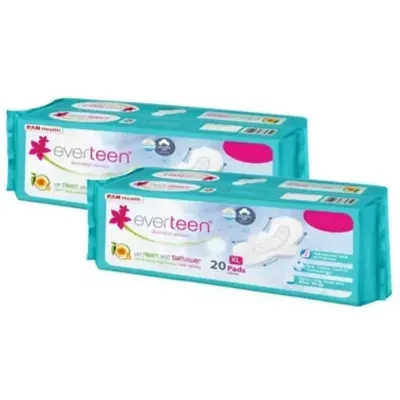 Everteen Cottony Dry Xl Sanitary Napkin Pads 280mm Enriched With Neem And Safflower 20Pcs