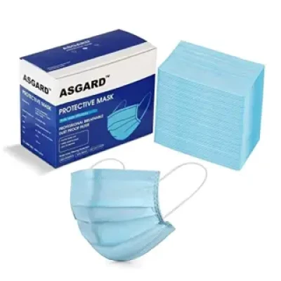 Asgard Disposable Face Mask: Pack of 100, Blue, Unisex.