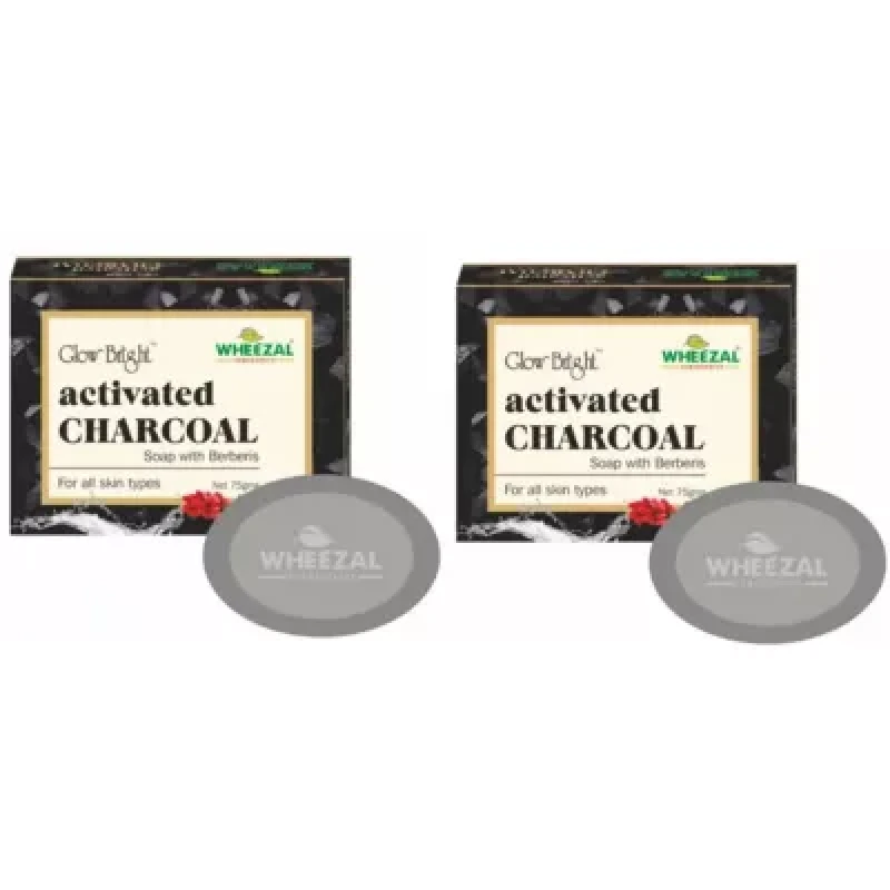 Wheezal Glow Bright Activated Charcoal Soap With Berberis (75G) Pack Of 2