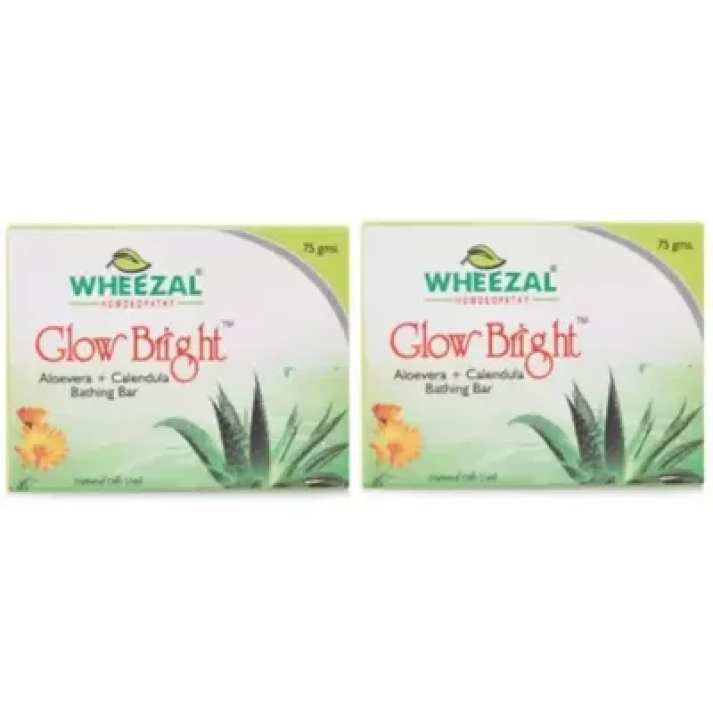 Wheezal Glow Bright Aloevera Calendula Bathing Bar (75G) Pack Of 2