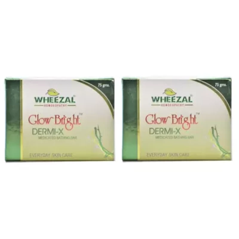 Wheezal Glow Bright Dermi X Medicated Bathing Bar (75G) Pack Of 2