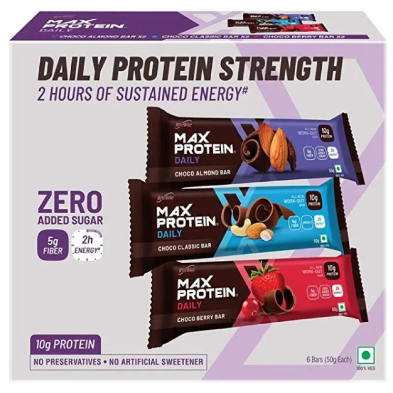 RiteBite Max Protein Bars - Daily Assortment, 10g Protein Boost