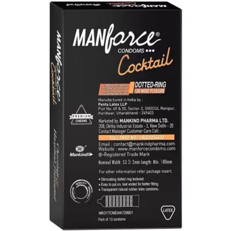 Mankind Pharma Manforce Cocktail Chocolate Hazelnut Flavoured Dotted Ring Condoms 10Pcs