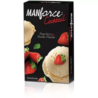 Mankind Pharma Manforce Cocktail Strawberry Vanilla Flavoured Dotted Ring Condoms 3Pcs