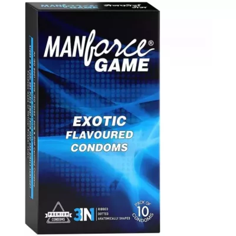 Mankind Pharma Manforce Game 3 In 1 Anatomically Shaped Exotic Flavoured Condoms 10Pcs