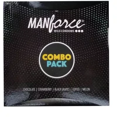 Mankind Pharma Manforce Wild Condoms Cpmbo Pack Of Chocolate Strawberry Black Grapes Mint And Melon 20Pcs