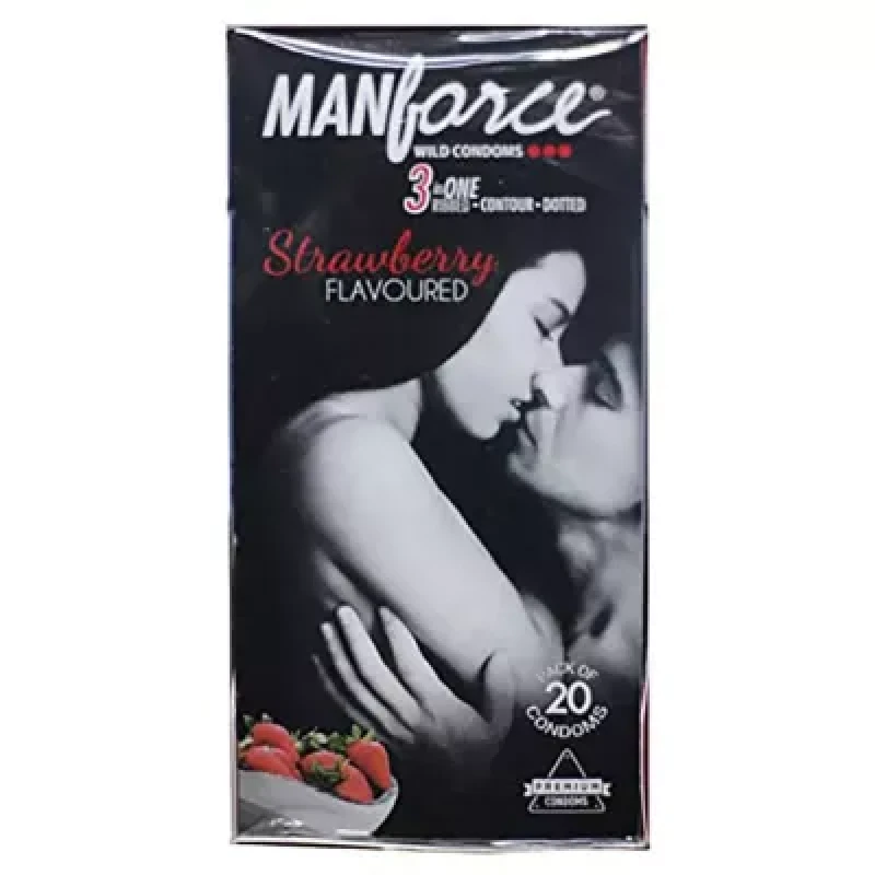 Mankind Pharma Manforce Wild Condoms Strawberry Flavoure 20Pcs